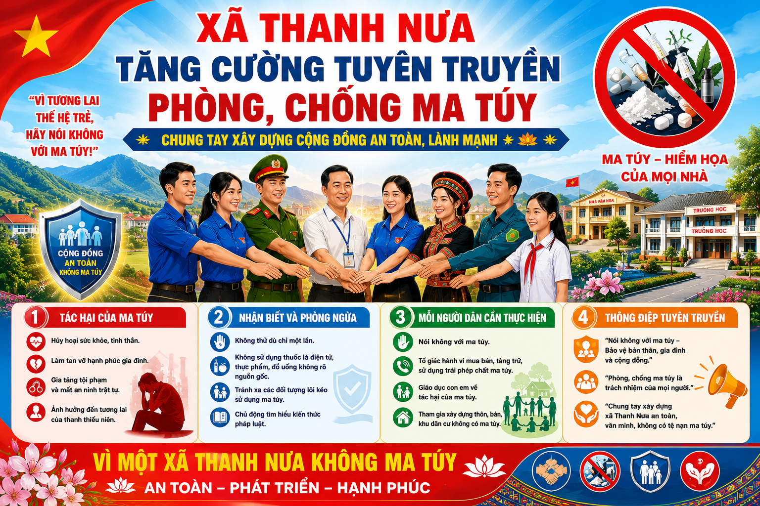 Xã Thanh Nưa tăng cường tuyên truyền phòng, chống ma túy - chung tay xây dựng cộng đồng an toàn, lành mạnh