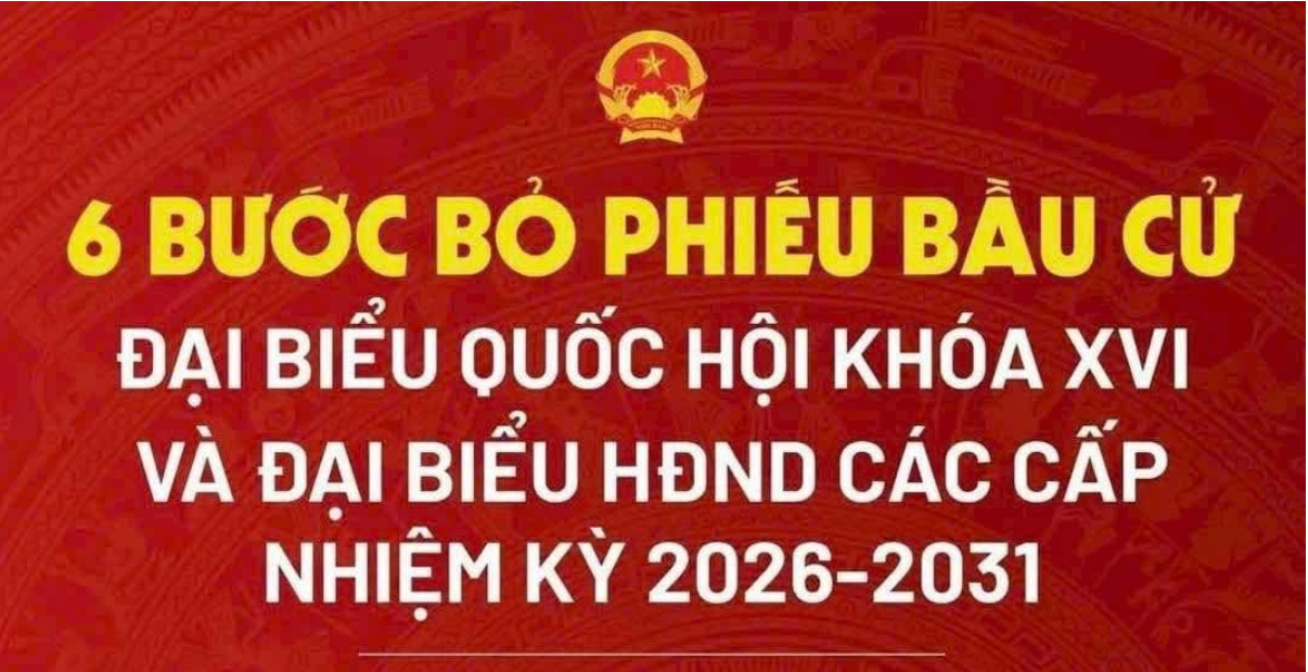 6 bước bỏ phiếu bầu cử đại biểu quốc hội khoá XVI và đại biểu hội đồng nhân dân các cấp nhiệm kỳ 2026 - 2031