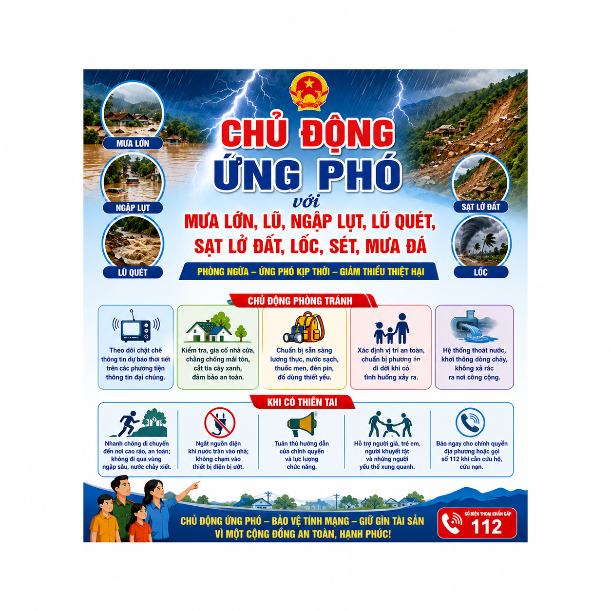 Chủ động ứng phó với mưa lớn, lũ, ngập lụt, lũ quét, sạt lở đất, lốc, sét, mưa đá