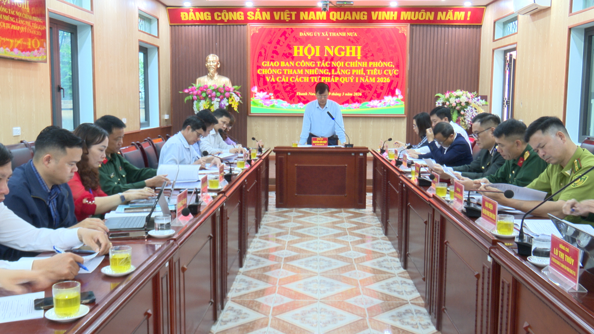 Đảng ủy xã Thanh Nưa tổ chức hội nghị giao ban công tác nội chính, phòng chống tham những, lãng phí cải cách tư pháp quý I, năm 2026