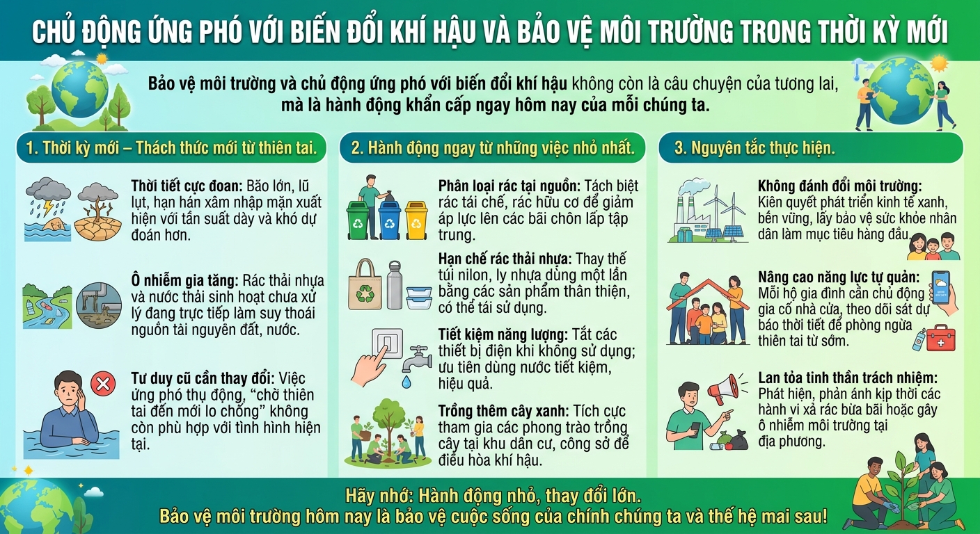 Chủ động ứng phó với biến đổi khí hậu và bảo vệ môi trường trong thời kỳ mới