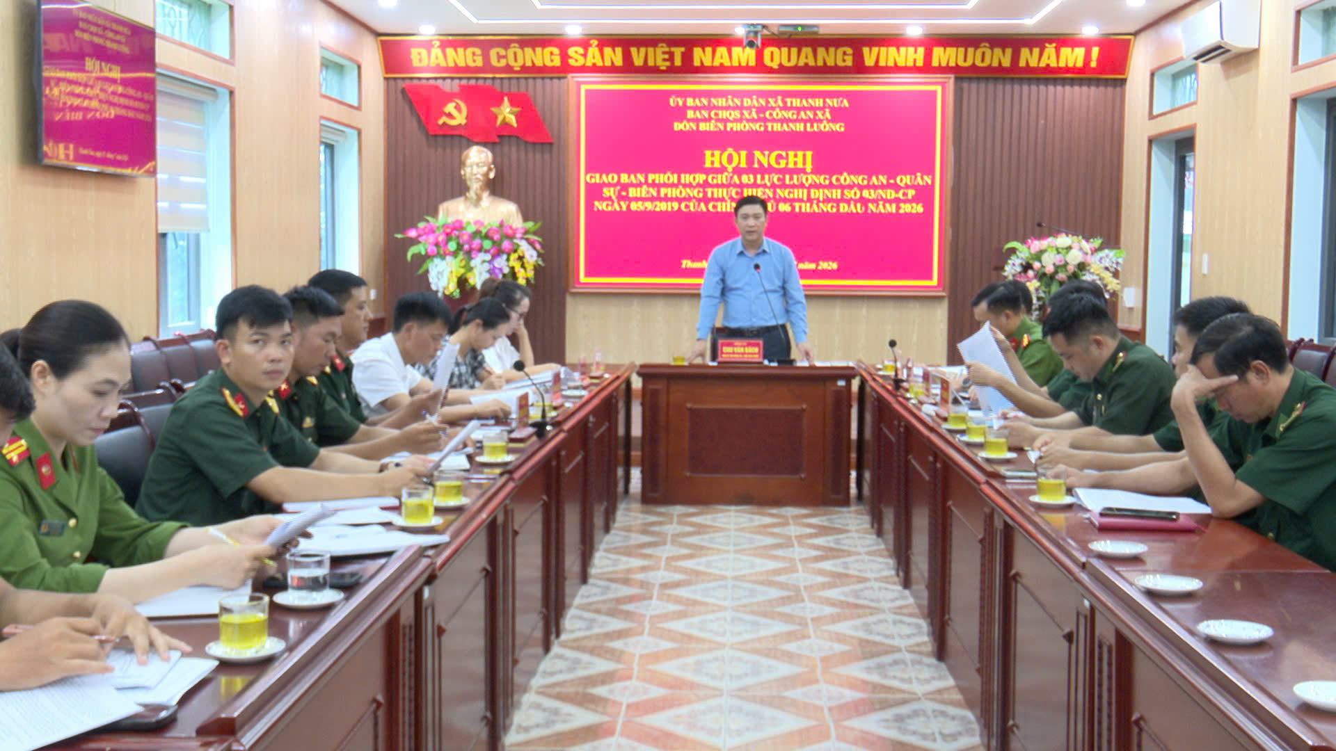 Hội nghị giao ban 3 lực lượng Công an xã, Quân sự xã và Đồn biên phòng Thanh Luông