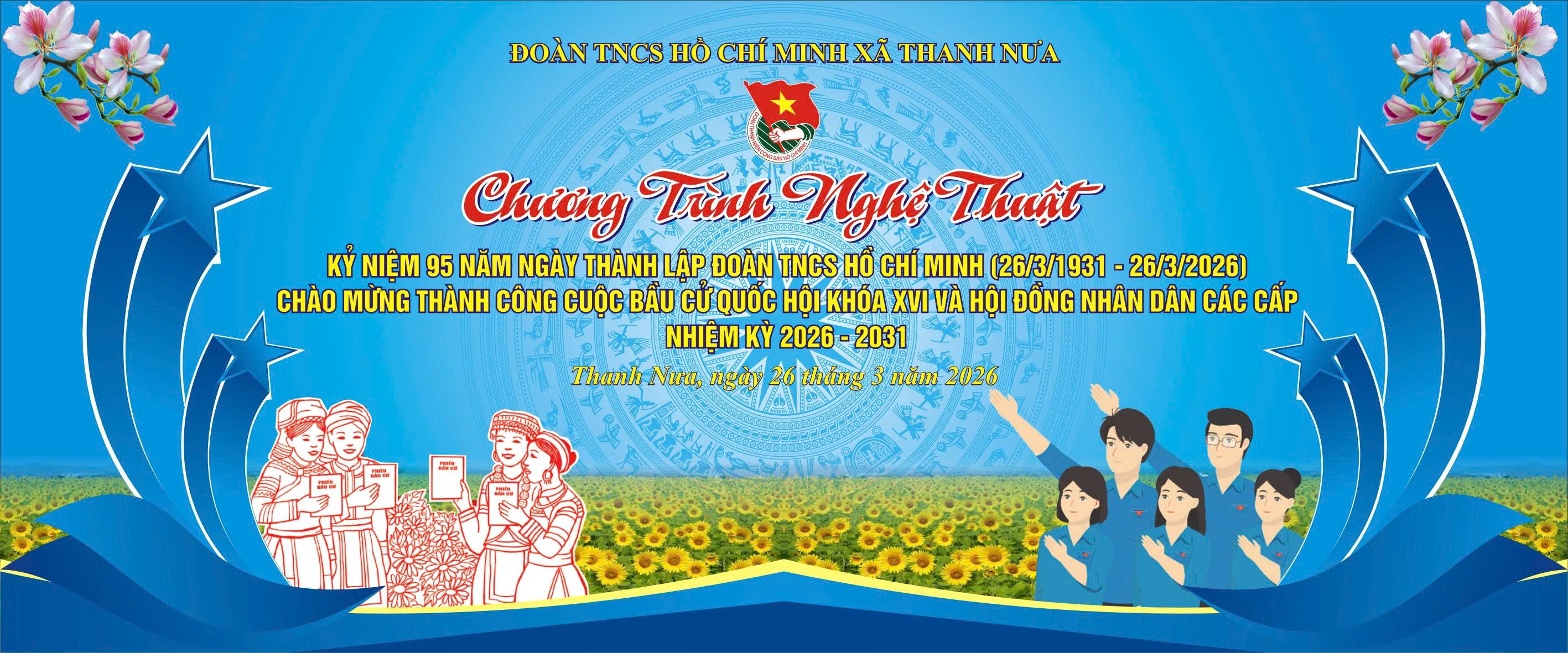 Đoàn Thanh niên xã Thanh Nưa tổ chức chương trình nghệ thuật chào mừng 95 năm ngày thành lập Đoàn TNCS Hồ Chí Minh, chào mừng thành công cuộc Bầu cử Quốc hội khoá XVI và Hội đồng nhân dân các cấp nhiệm kỳ 2026 - 2031